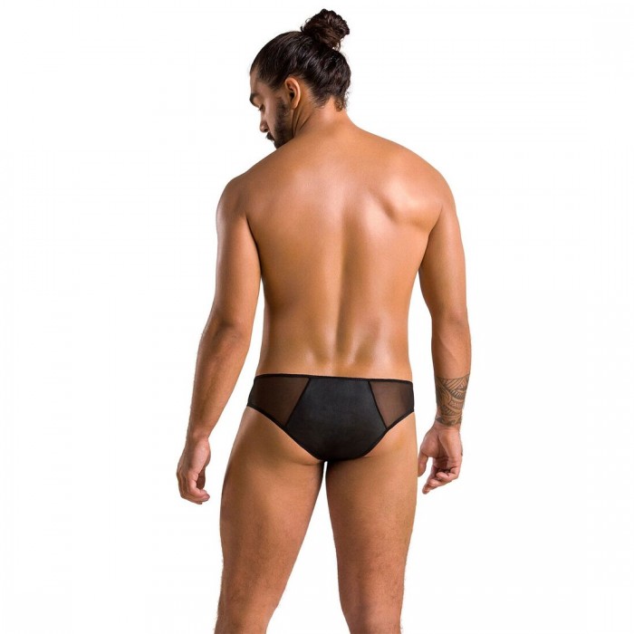 Чоловічі сліпи на блискавці Passion 042 SLIP TIMMY XXL/XXXL Black, екошкіра, сітка