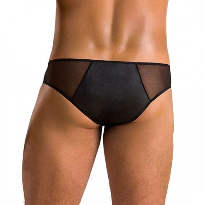 Чоловічі сліпи на блискавці Passion 042 SLIP TIMMY XXL/XXXL Black, екошкіра, сітка