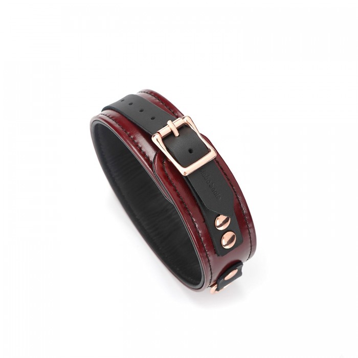 Шкіряний нашийник з повідцем Liebe Seele Wine Red Collar and Leash, 3 кільця для кріплення