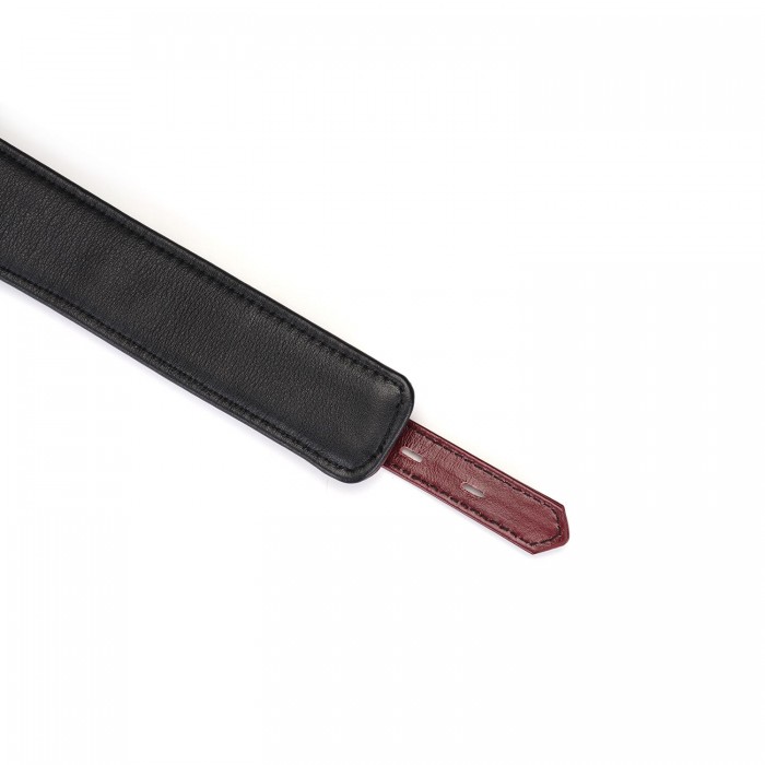 Шкіряний нашийник з повідцем Liebe Seele Wine Red Curved Collar, замок-сердечко
