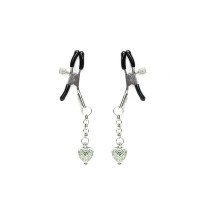 Затискачі для сосків із сердечком Liebe Seele Glow-in-dark Nipple Clamps Green, світяться в темряві