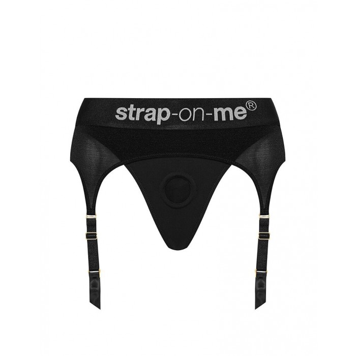 Трусики для страпона з підв’язками для панчіх Strap-On-Me REBEL HARNESS - M
