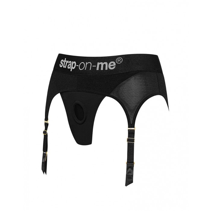 Трусики для страпона з підв’язками для панчіх Strap-On-Me REBEL HARNESS - M