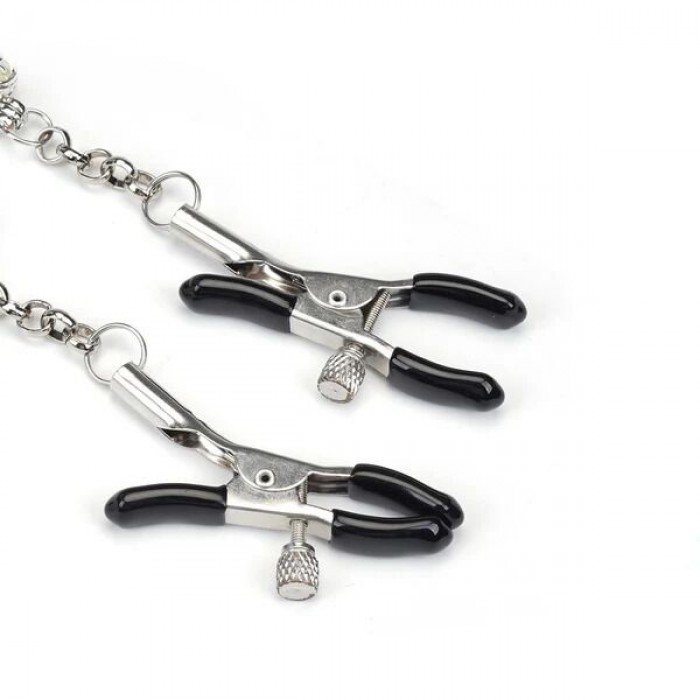 Затискачі для сосків із сердечком Liebe Seele Glow-in-dark Nipple Clamps Blue, світяться в темряві