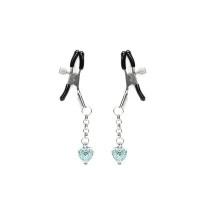 Затискачі для сосків із сердечком Liebe Seele Glow-in-dark Nipple Clamps Light Blue, світяться в темряві