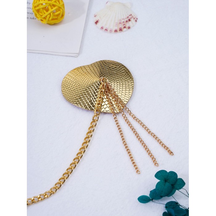 Пестис-сердечка з пензликами та чокером JSY Nipple Sticker RT236114 Golden