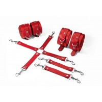 Набір для БДСМ Feral Feelings BDSM Kit 3 Red, наручники, поножі, хрестовина