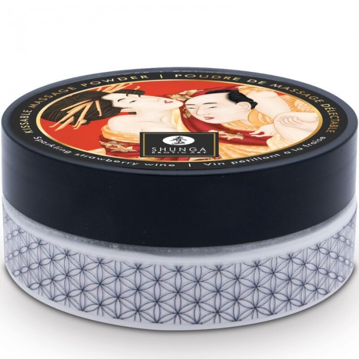 Смачна пудра для оральних пестощів Shunga Body Powder Sparkling Strawberry Wine, 75 г, аромат полуниці