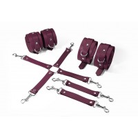 Набір для БДСМ Feral Feelings BDSM Kit 3 Burgundy, наручники, поножі, хрестовина