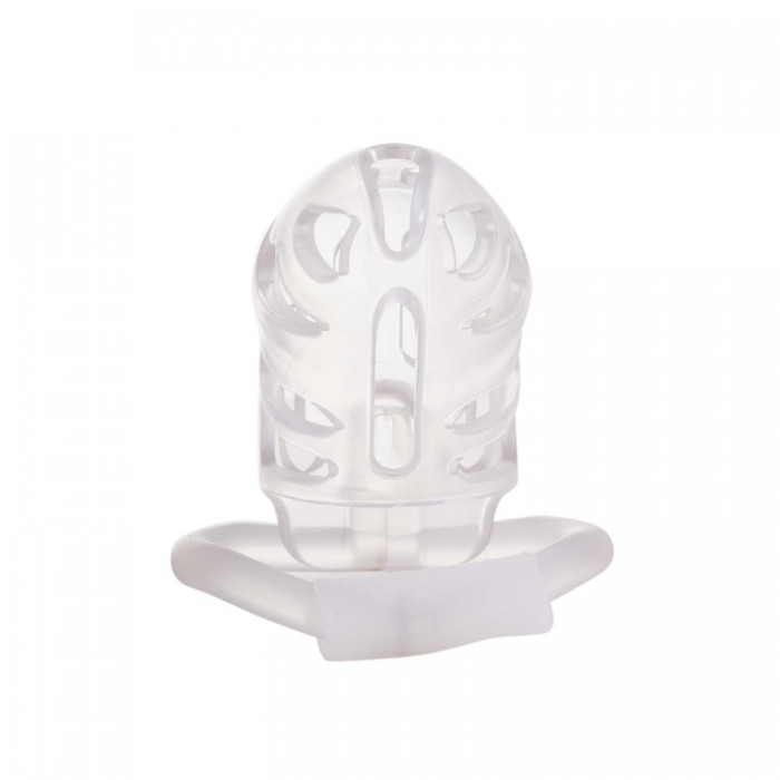 Клітка для пеніса LOCKINK SEVANDA Plastic Penis Chastity Cage, прозора, 3 кільця різних розмірів