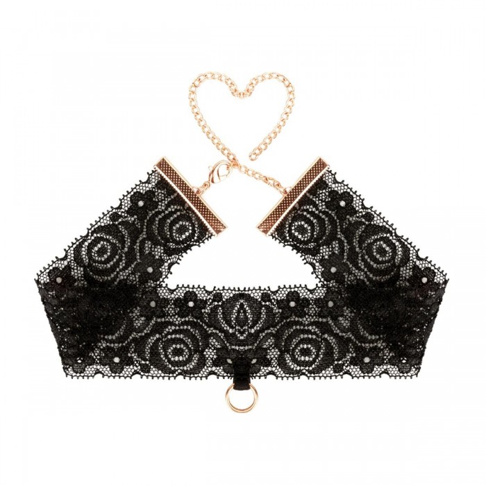 Мереживні наручники та комір Rosy Gold - Lace Cuffs and Collar - Black