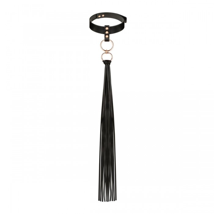 Нашийник с флогером Rosy Gold - Collar with Flogger - Black