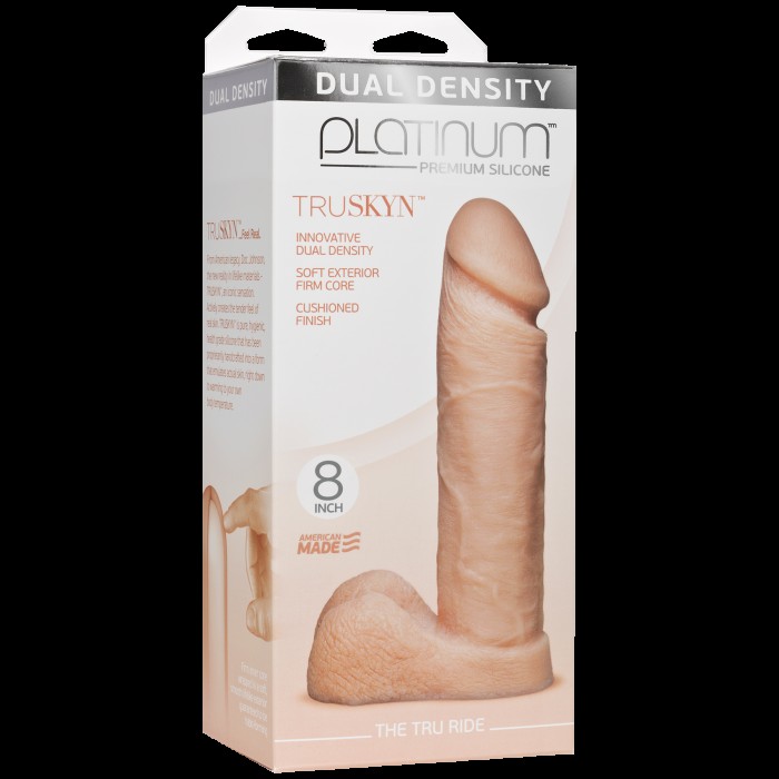 Фалоімітатор Doc Johnson Platinum TRUSKYN - The Tru Ride 8 Inch, діаметр 4,8 см, двошаровий силікон