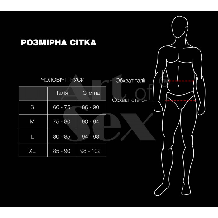 Чоловічі труси з сюрпризом Art of Sex - Gladiator, чорні з ефектом мокрого оксамиту, розмір M