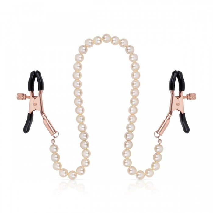 Затискачі для сосків з перлинним ланцюжком Rosy Gold - Nipple Clamps Pearls