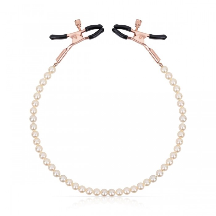 Затискачі для сосків з перлинним ланцюжком Rosy Gold - Nipple Clamps Pearls