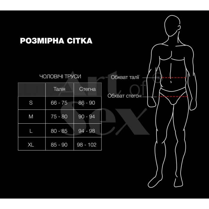 Чоловічі труси з сюрпризом Art of Sex - Gladiator, чорні з ефектом мокрого оксамиту, розмір S