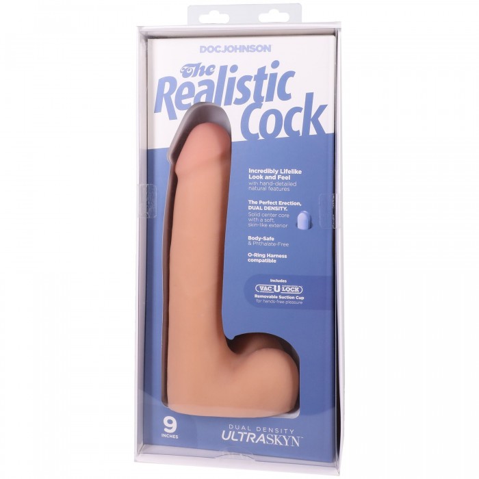 Фалоімітатор Doc Johnson The Realistic Cock ULTRASKYN - 9 Inch with Balls Vanilla