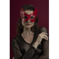 Маска кішечки Feral Feelings - Kitten Mask, натуральна шкіра, червона