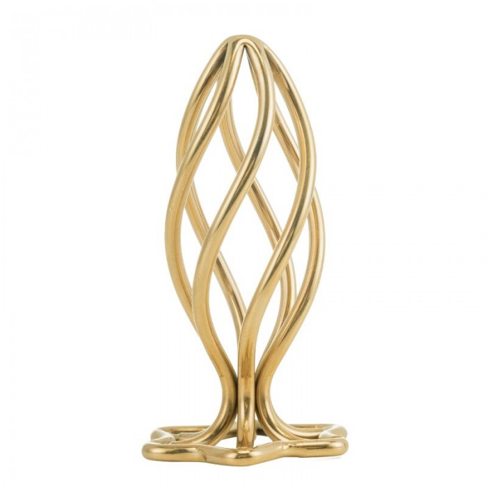 Металева анальна пробка LOCKINK SEVANDA Hollow Spiral Golden, M, золотиста, діаметр 3 см