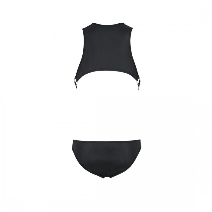 Чоловіче шкіряне боді Passion 056 ADAM S/M Black, заклепки