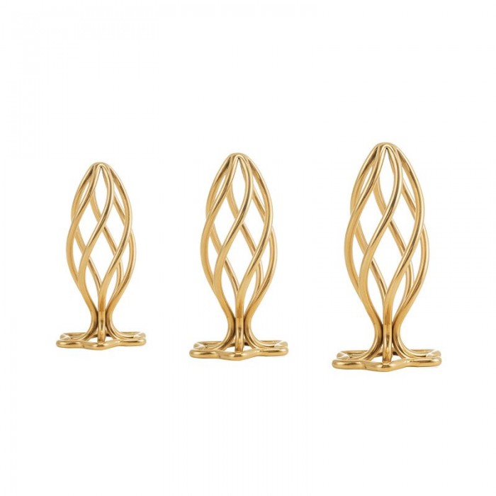 Металева анальна пробка LOCKINK SEVANDA Hollow Spiral Golden, L, золотиста, діаметр 3,9 см