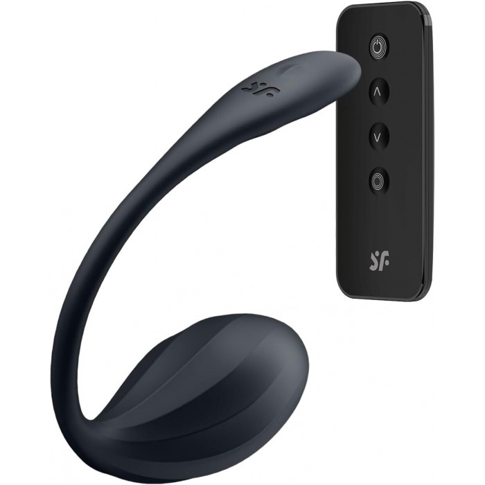 Смарт-віброяйце Satisfyer Ribbed Petal Connect App Black, керування зі смартфона, пульт ДК