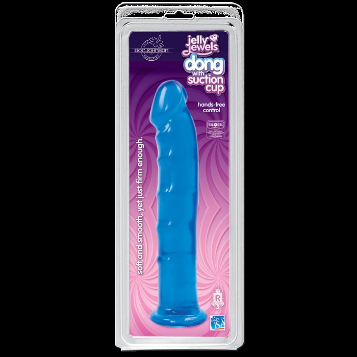 Фалоімітатор Doc Johnson Jelly Jewels Dong & Suction Cup Blue, діаметр 3,6 см, антибактеріальний ПВХ