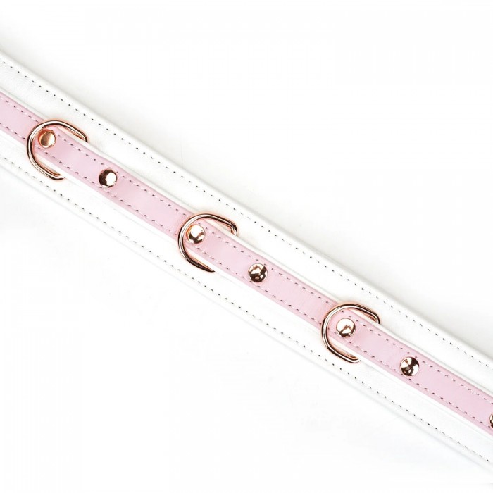 Нашийник з повідцем Liebe Seele White & Pink Fairy Goat Leather Collar