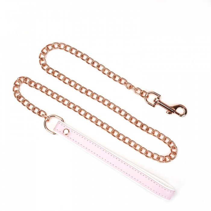 Нашийник з повідцем Liebe Seele White & Pink Fairy Goat Leather Collar