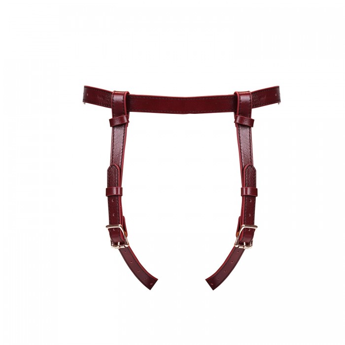 Шкіряні трусики для страпона Liebe Seele Wine Red Strap on Harness, універсальний розмір
