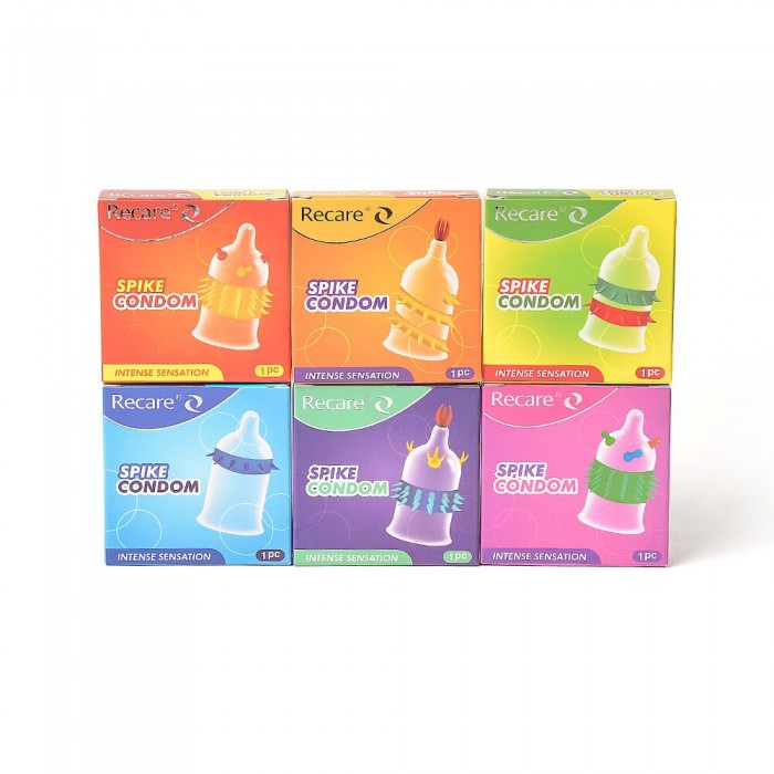 Насадка на член Recare Spike Condom Purple (презерватив з вусиками та рядами шипів)