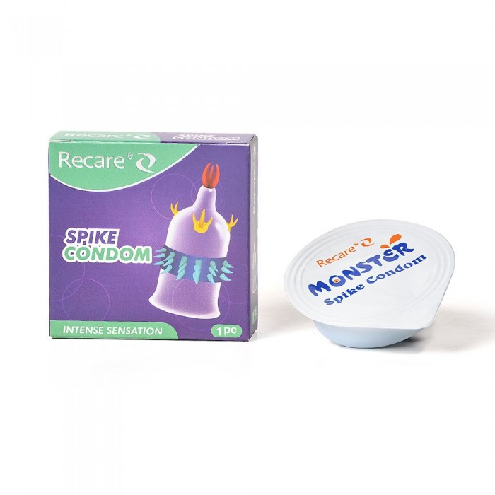 Насадка на член Recare Spike Condom Purple (презерватив з вусиками та рядами шипів)