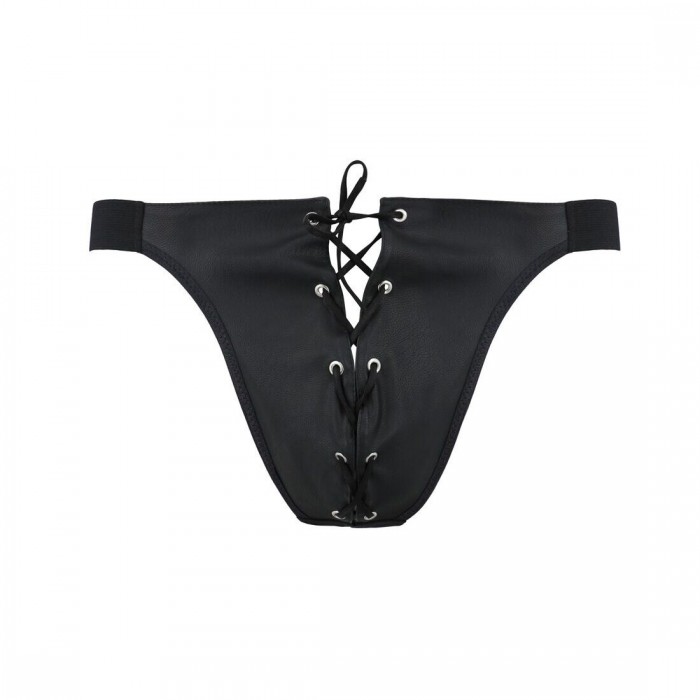 Чоловічі сліпи на шнурівці Passion 044 SLIP BEN L/XL Black, екошкіра, люверси