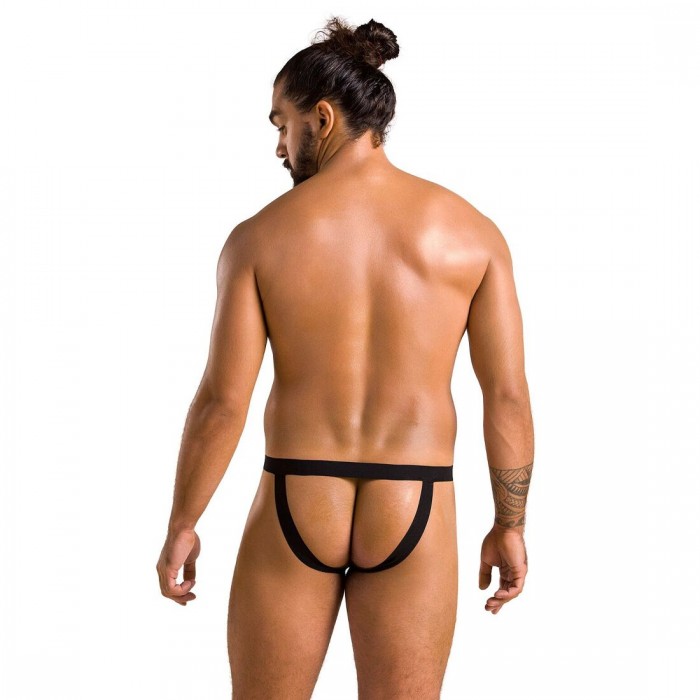 Чоловічі сліпи на шнурівці Passion 044 SLIP BEN S/M Black, екошкіра, люверси