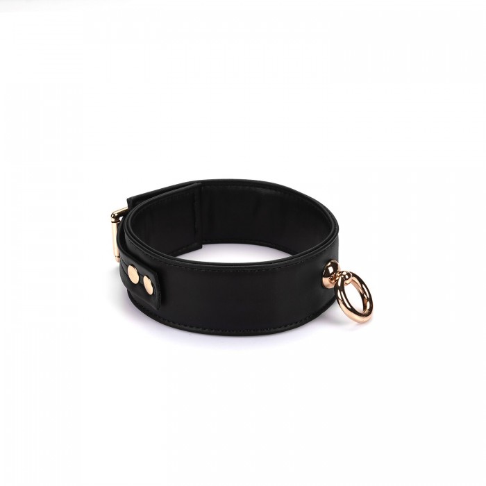 Нашийник з повідцем Liebe Seele Black Organosilicon Collar with Leash, екошкіра