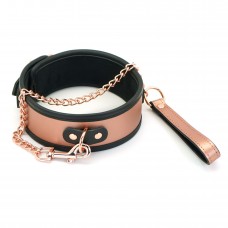 Широкий нашийник з повідцем Liebe Seele Rose Gold Memory Collar with Leash, натуральна шкіра