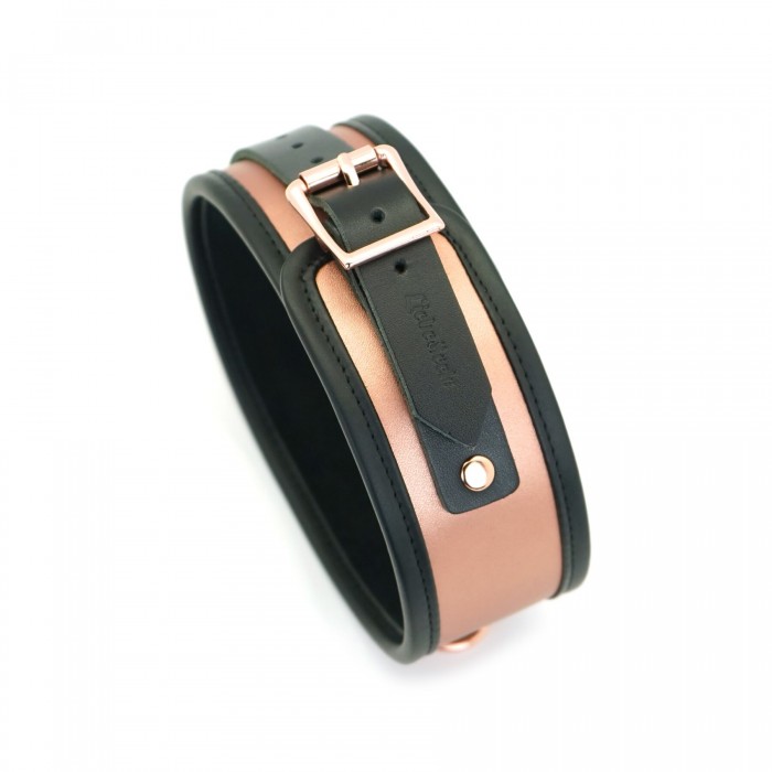 Широкий нашийник з повідцем Liebe Seele Rose Gold Memory Collar with Leash, натуральна шкіра